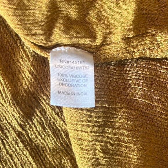 Charming Charlie Womens Small Yellow Turquoise Floral Embroidered Boho Blouse - Picture 6 of 8